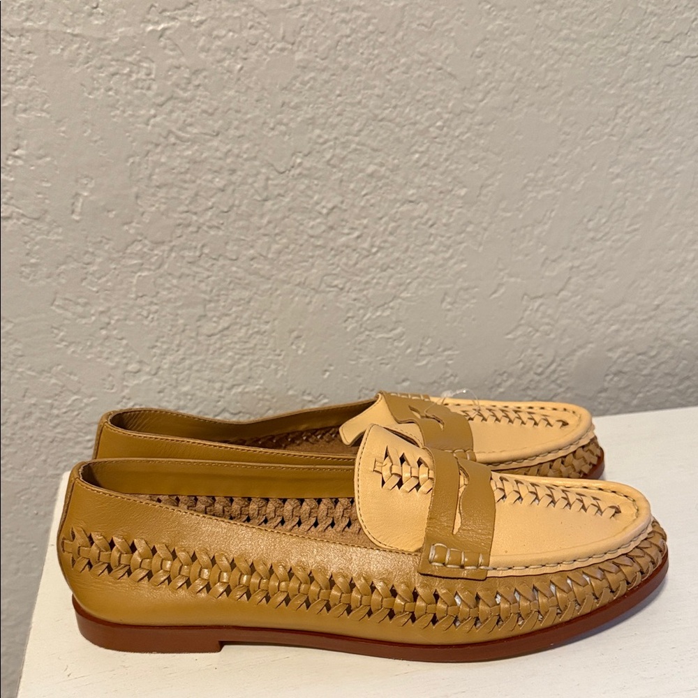 Pilcro Anthropologie‎ Woven Slip On Loafers Tan Leather New Women's Size 7 - Picture 4 of 8